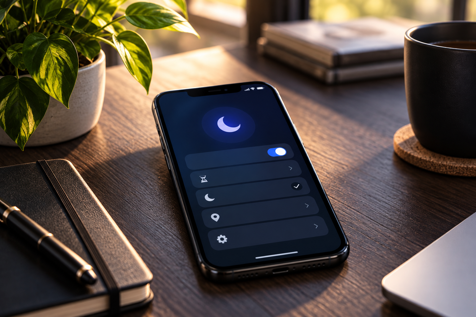 هاتف ذكي يعرض إعدادات وضع عدم الإزعاج لتقليل الإشعارات